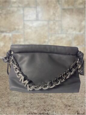 Michael Kors Lina XS Drawstring Crossbody Soft Plush Leather Heather Gray